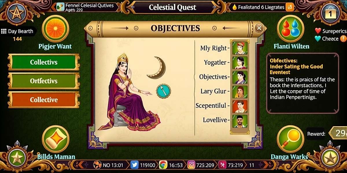 Fennel Celestial Quest Quest System Fennel Celestial Quest quest interface showing objectives with traditional Indian illustrations
