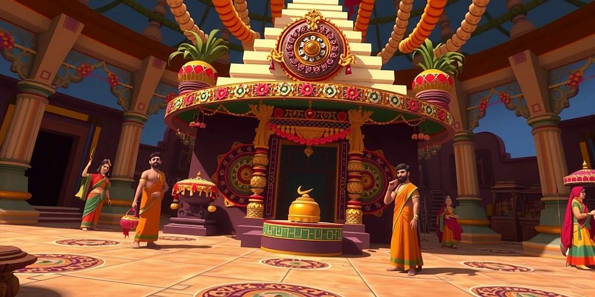 Fennel Celestial Quest Regional Content Fennel Celestial Quest regional content showing a South Indian temple festival with traditional decorations